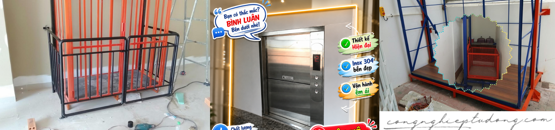 Lắp thang máy tải thực phẩm 100kg 2 tầng ở Nha trang khánh hòa