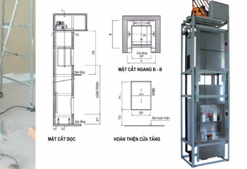 Đơn vị lắp đặt thang tời chuyển thức ăn 50 kg ở Nha trang Khánh hòa