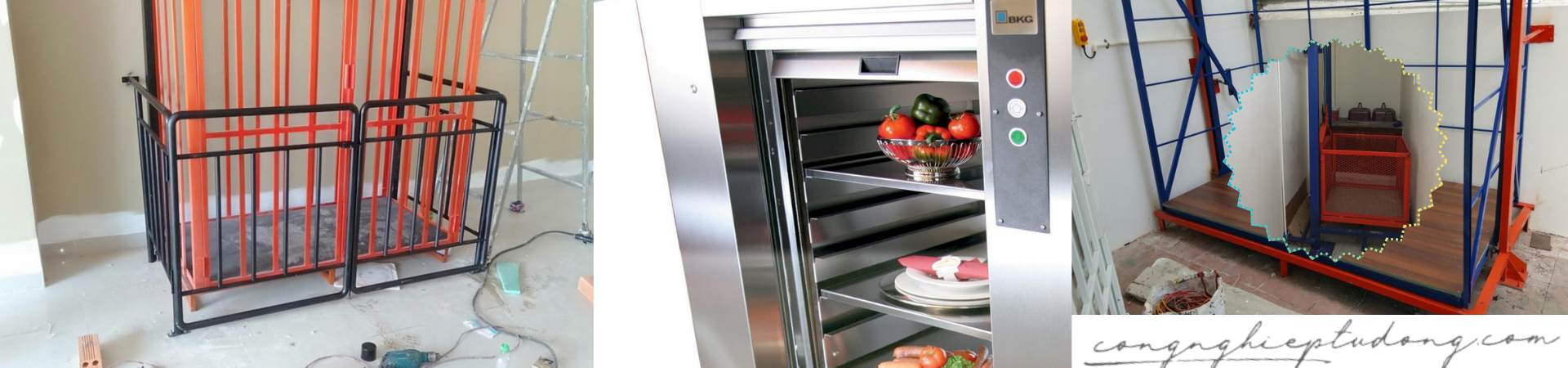 Đơn vị lắp đặt thang vận chuyển thức ăn và hàng hoá tải 50kg 2 tầng ở Nha trang khánh hòa