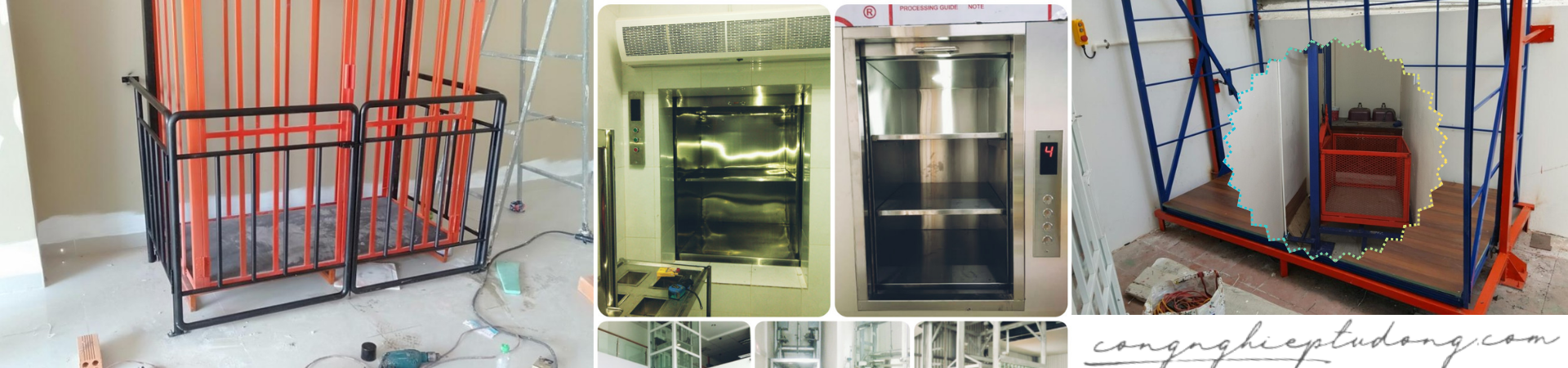 Lắp tời chuyển thức ăn 150 kg 2 tầng ở Nha trang Khánh hòa