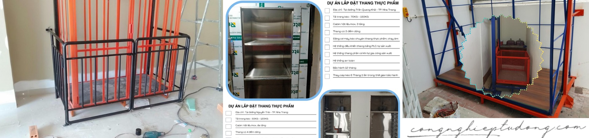Lắp tời chuyển thức ăn 150 kg 5 tầng ở Nha trang Khánh hòa
