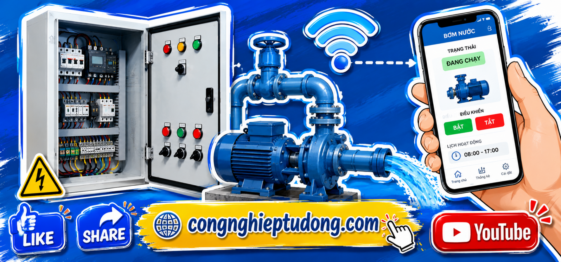 Tủ điện điều khiển bơm online từ xa bằng điện thoại hiệu quả cao