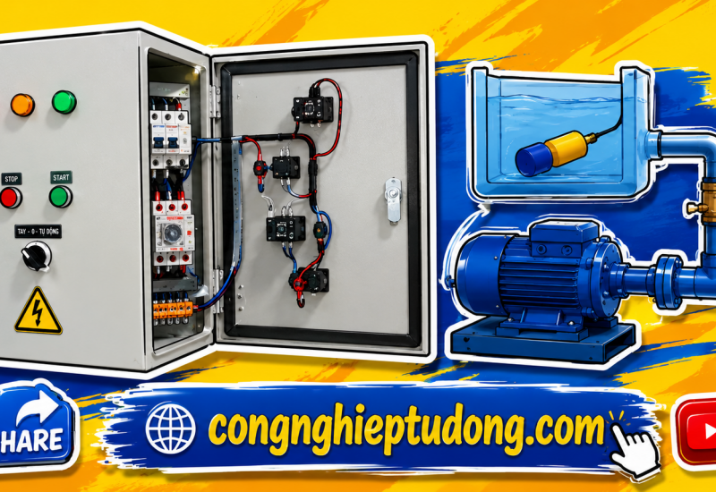 Tủ điện điều khiển bơm nước 3 pha 380VAC dùng phao cơ